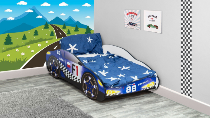 Łóżko w kształcie samochodu Formula 1